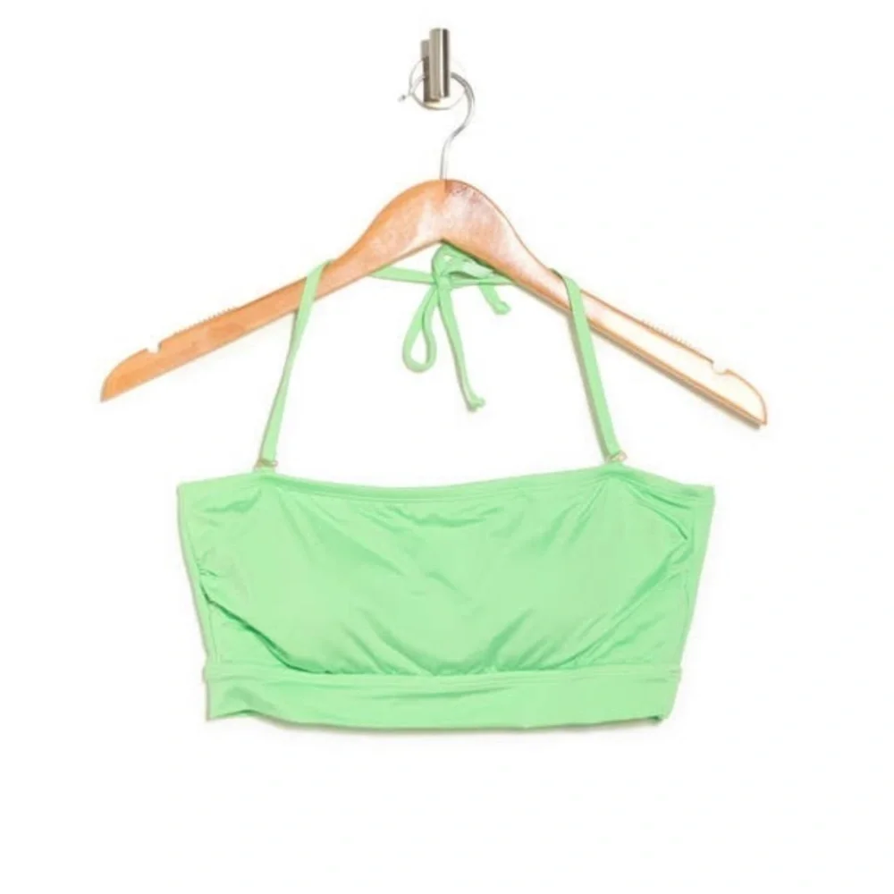 NWT Becca Rebecca Virtue Bandeau Halter Bikini Top Lime Green